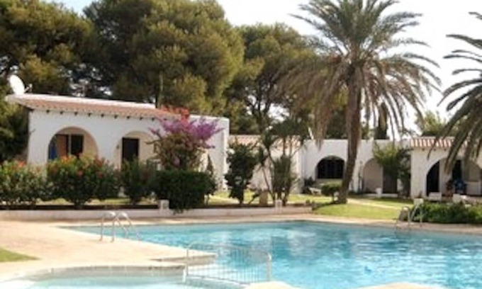 Binisafua Apartment | Modern Bungalow "Binisafua Playa - Bungalow 14" Near the Beach with Shared Outdoor Pool, A/C, Wi-Fi, Terrace & Garden; Parking Available