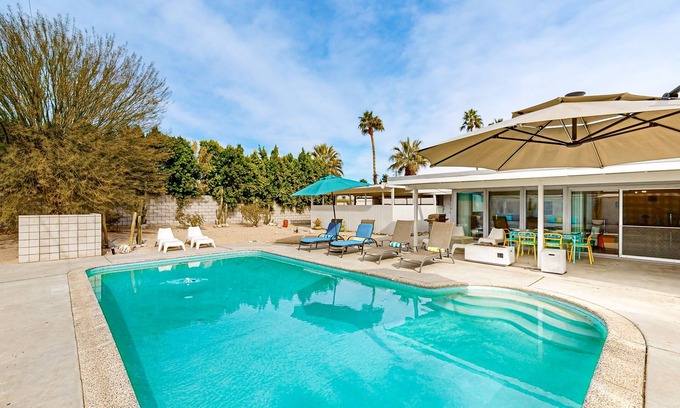 Racquet Club South House | Modern home w/mountain views, private backyard pool & grill, close to downtown
