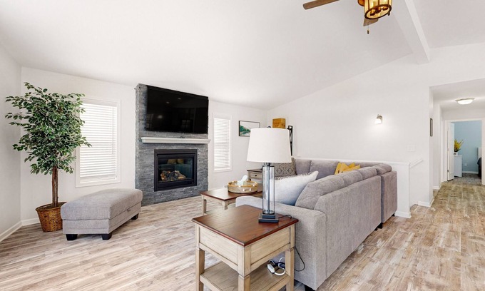 Rome House | Modern home with foosball, fireplace, & grill - near Sand Valley Golf Course