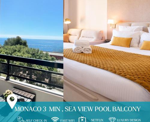 Beausoleil Apartment | MONACO Border LUXURY SUITE - SEA VIEW - POOL