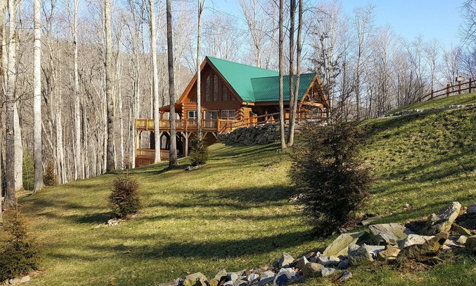 Maggie Valley House | Mountain Chic Home and Ski Lodge with Deck, Fireplace, and Firepit