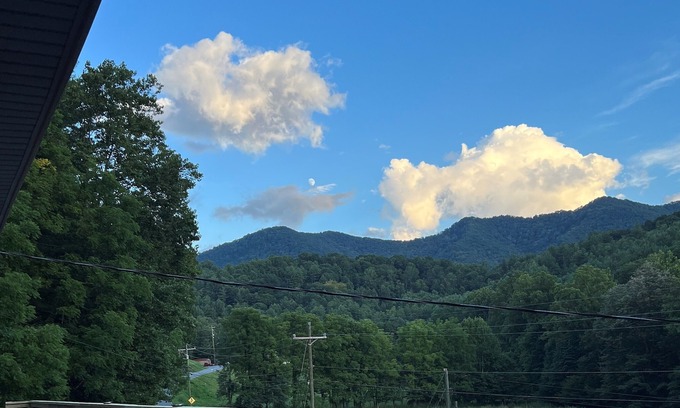 Bakersville House | Mountain retreat with large deck with a beautiful mountain view.