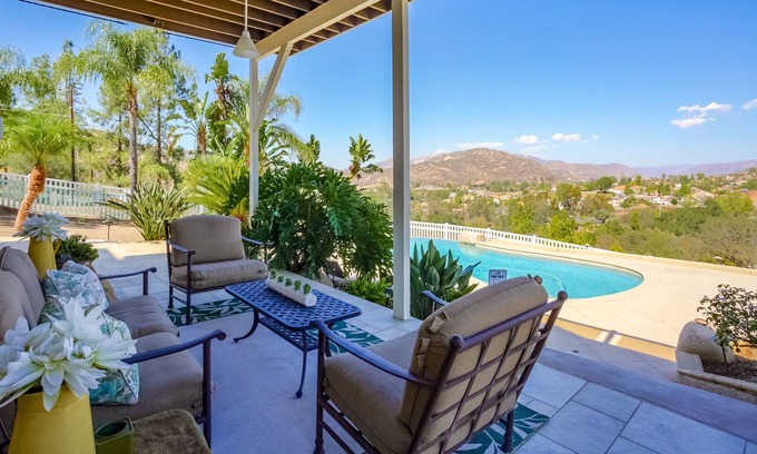 Alpine House | Mountain-View Estate with Shared Pool, Tropical Bar & Office