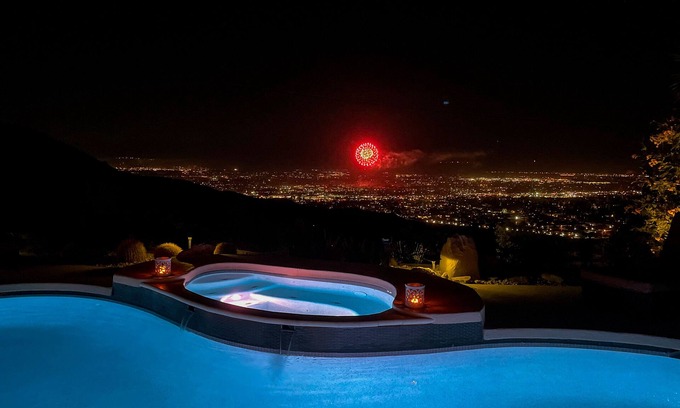 Palm Desert House | Mountain-view retreat with amazing views of Palm Desert city lights & pool