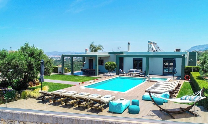 Agia Villa | MythicOlive one floor Private Pool villa with playground