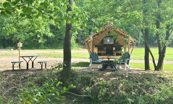 Newport RV Rental | Nature Retreat: Cozy tent|HVAC|Spa Bath