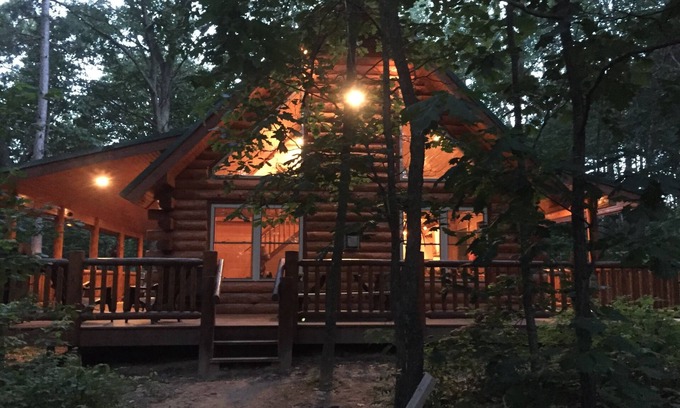Wautoma Cabin | Natures retreat! Lakeside log cabin on 7 acres! Hike, Fish, Swim, Kayak, Spa!