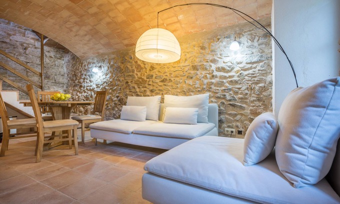 Cruilles House | Near Beaches, Chic, Stylish Stone Cottage in Medieval Village, Lush Countryside