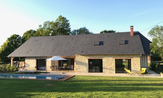 Vauville House | Near Deauville, 10 minutes from beaches, with swimming pool and large garden. Dog accepted