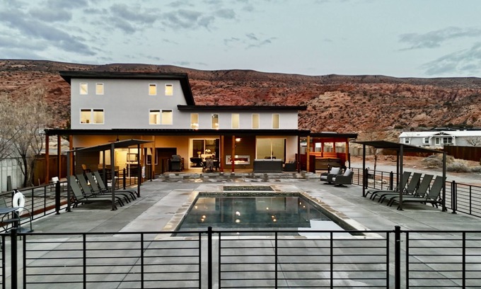 Moab South Valley House | New Exclusive Retreats Desert Panorama with Private Pool Sleeps 20