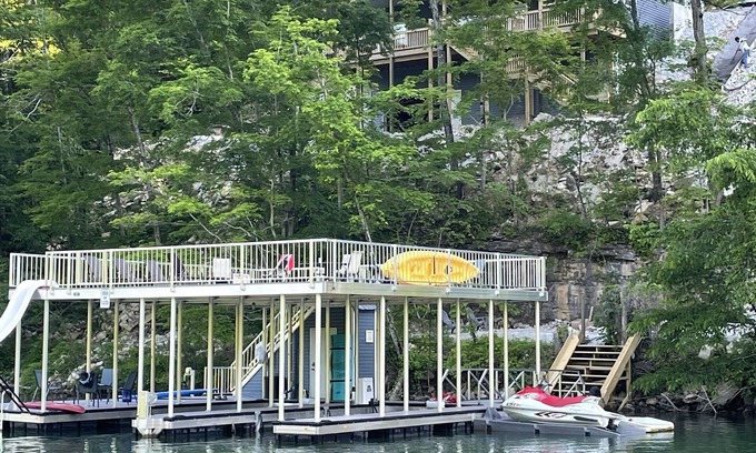 Caryville House | New Norris Lakefront home. Party on the Docs, 2 Story dock with slide, Hot tub