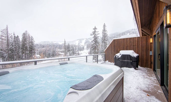 Whitefish House | New! Ski-In/Ski-Out townhome with hot tub and fireplaces