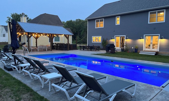 West Wing Estates House | New South Haven Getaway with large 16 by 40 salt water inground pool and hot tub
