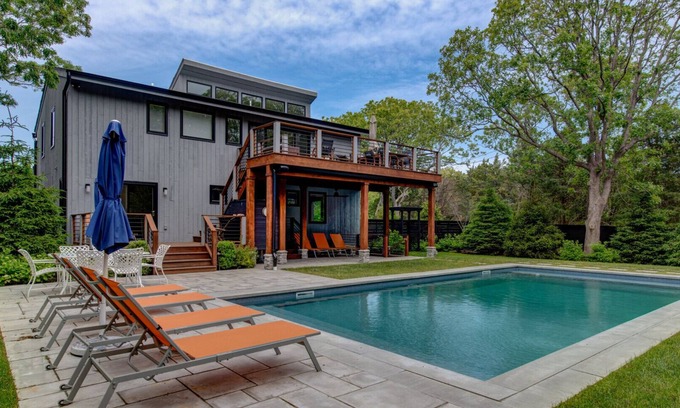 Clearwater Beach House | Newly renovated contemporary with glimpse of Gardiners Bay, custom details.