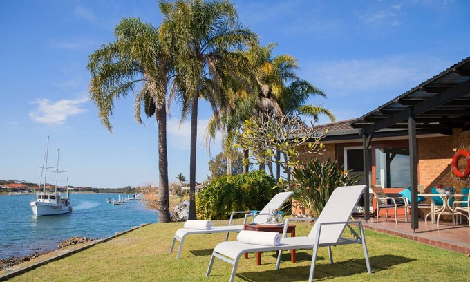 Port Macquarie House | North view - waterfront home on the Port Macquarie canals with private jetty