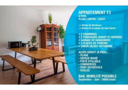 Lanton Apartment | NOUVEAU ! LANTON PLAGE, 6 VOYAGEURS
