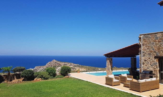 Livadia Villa | Oasis of peace, fantastic sea views, large heated pool and whirlpool