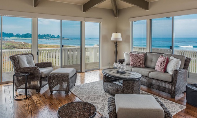 Del Monte Forest House | Ocean Front Home in Pebble Beach w/ 4 King Suites. Enclosed courtyard & pool!