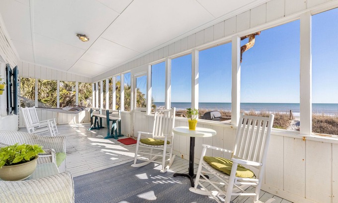 Charleston County House | Oceanfront Home/Pet Friendly/Screened Porch/4 Bedrooms/1 Bath/Sleep 8