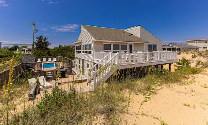 Sandbridge House | Oceanfront home with space for 22, private pool, amazing view, decks & WiFi