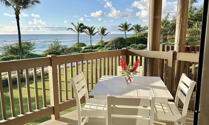 Lihue Condo | Oceanfront, Ocean-View, Steps to Beach, Kaha Lani Resort #221, Wailua Golf