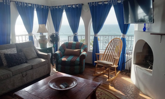 Primo Tapia Villa | Oceanfront Villa - king beds, smart tv's, fireplace, pool, jacuzzi, beach & bbq