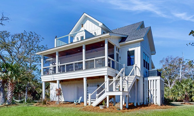 Edisto Island House | Oceanview home in Edisto Beach, fire pit, & well-equipped kitchen