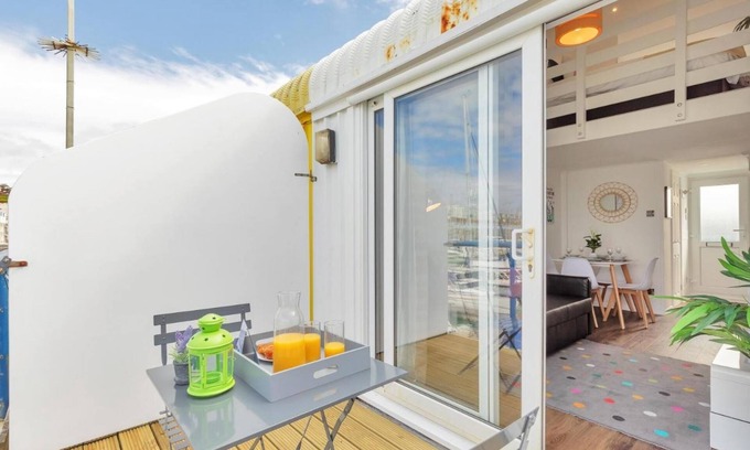 Seafront Apartment | On the Water 3 Waterside Studio Mezzanine Bedroom Terrace Overlooking the Harbour