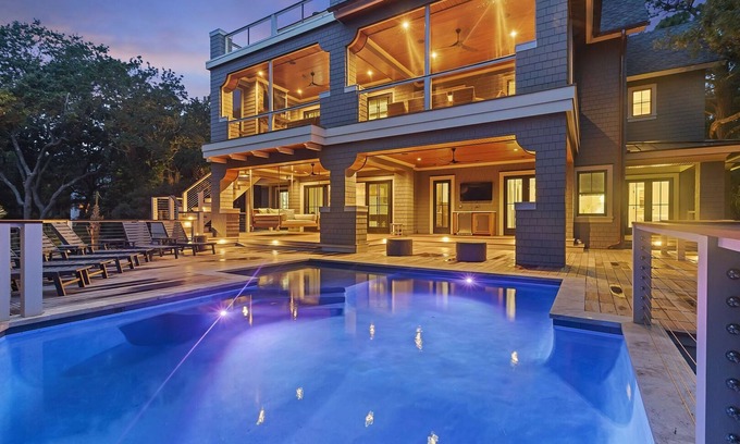 Vanderhorst Plantation House | OPEN 8/31! Ideal Kiawah LUXURY! Pool, Oceanview, Private Boardwalk to Beach!