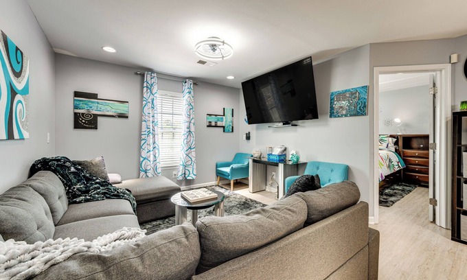 Concord Apartment | Outdoor Entertainment Area: Family Concord Apt!