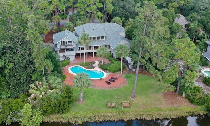 Sea Pines House | Outdoor Family Oasis, Private Pool, BBQ, on Lagoon