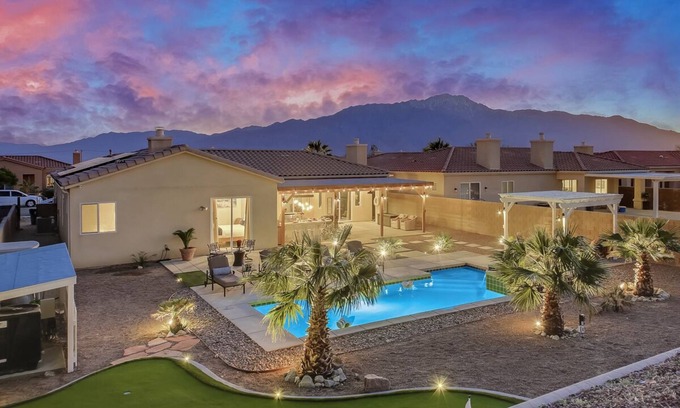 Desert Hot Springs Villa | Palm Luxury Villa w/hot tub, private pool, putting green, remote work
