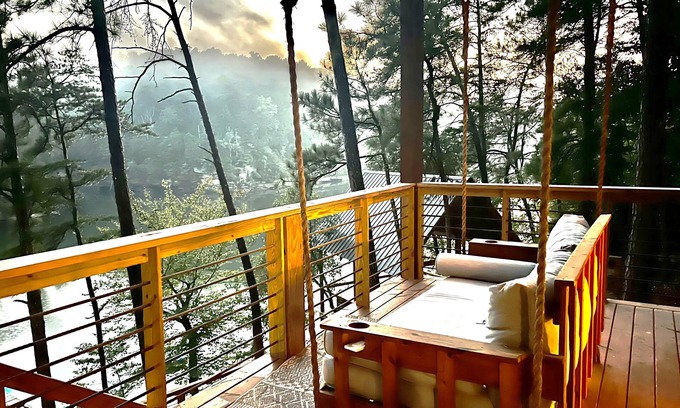 Double Springs House | Panoramic Views of Lake and Forest! Two Decks, Hot Tub, Fire Pit, Theater, Dock