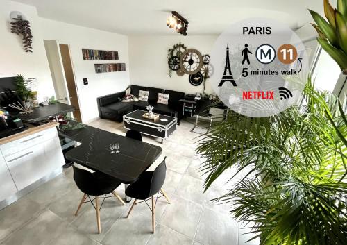 Bagnolet Apartment | Paris I 77m Cosy luxe I Near by subway 11 & airport