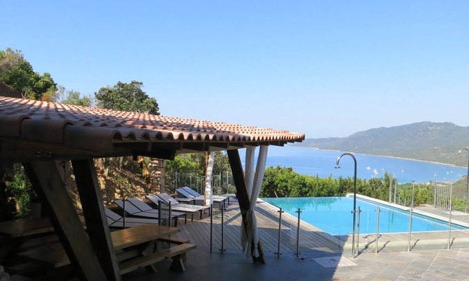 Serra-di-Ferro Apartment | Part of villa pool pool house sea view South Corsica