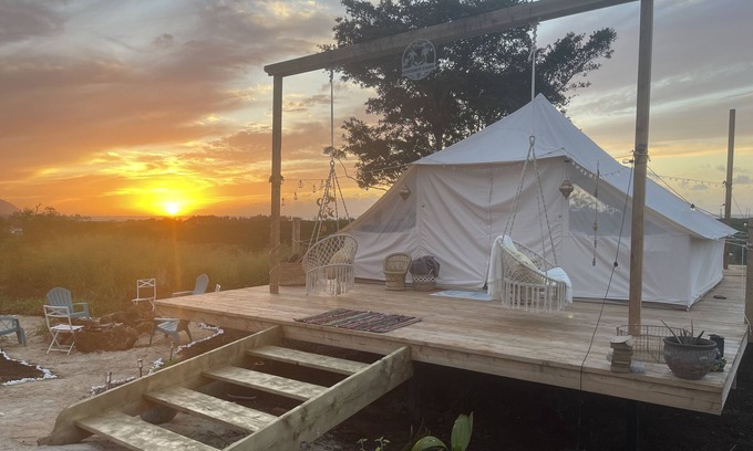 Waialee RV Rental | Peaceful Glamping tent on Farm w/ocean views