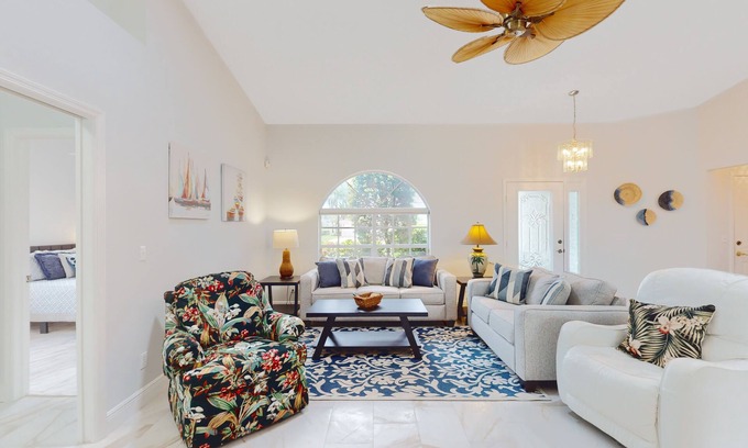 Crown Pointe House | Peaceful home with pool, patio, lanai, TV & fitness room - snowbird-friendly