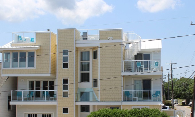 Northeast Virginia Beach House | PEACEFUL NORTH END HOME-STEPS TO BEACH-OCEAN VIEWS-ROOF DECK-ELEVATOR- SLEEPS 9