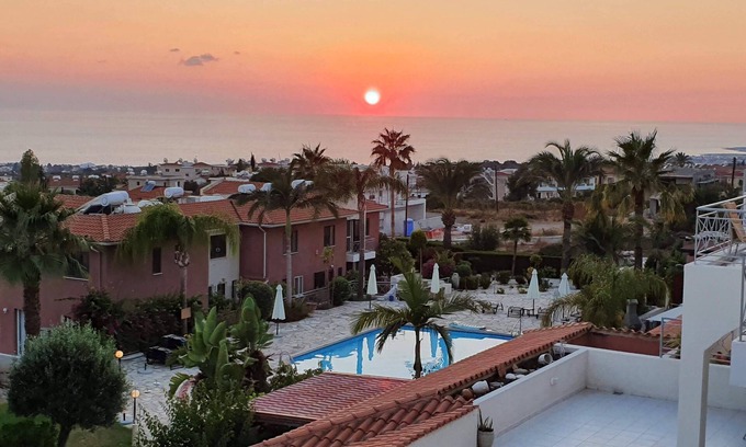 Tala Apartment | Penthouse Sea View Apartment in Tala, Paphos, Cyprus in quiet location with pool