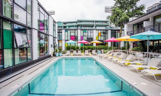 West Fens Hotel | Pet Friendly Accessible Queen Room! Pool, Bar, Art Exhibits, & Concert Venues!