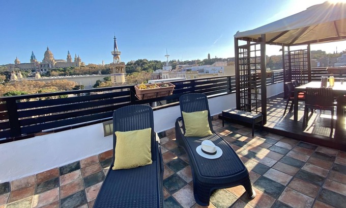 La Font de la Guatlla Apartment | Plaza España Penthouse with Terrace and View
