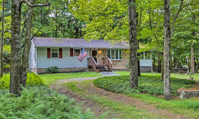 Locust Lake Village House | Poconos Home w/Fire Pit, Walk to Locust Lake!