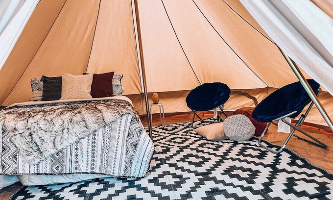 Palisades RV Rental | Poppy boho tent at Valley Village