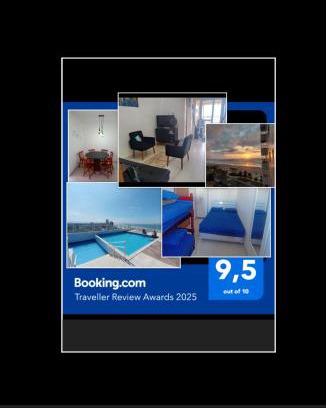 Maracana Apartment | Prédio com piscina na cobertura frente ao mar, apartamento para até 6 pessoas e 3 crianças até 8 anos, churrasqueira na sacada, Wi-Fi grátis, NÃO oferecemos roupas de cama e banho, 1 vaga de garagem, na Praia Grande-Vila Mirim