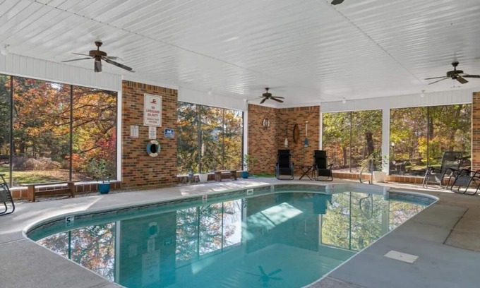 Piney House | Private Heated Indoor Salt Water Pool House on 4 Acres! 2 Game Rooms & Fire Pit
