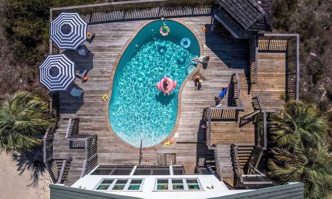 Surf Side Shores House | Private Pool 20Steps2Beach Arcade Ping Pong Sleeps18 Barrel Sauna