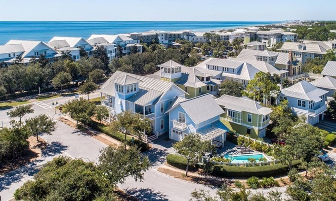 Beach District House | Private Pool On 30A & Across from WaterColor Beach Club! Stunning Home + Carriage House