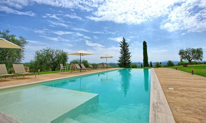 Sarteano Villa | Private Villa with private pool, sauna, A/C, WIFI, TV, panoramic view, close to Montepulciano