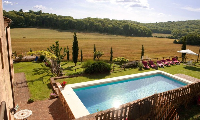 Simignano Villa | Private Villa with WIFI, private pool, A/C, hot tub, TV, patio, panoramic view, close to Siena