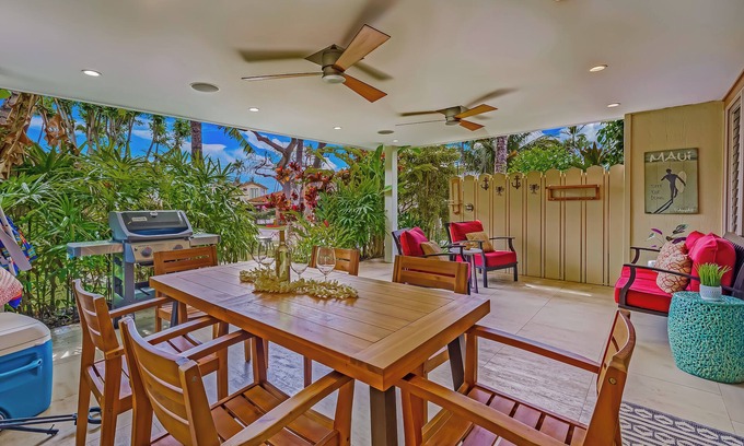 Downtown Lahaina House | Puamana 167-4. See and hear the ocean 200 feet away! 2 huge 20' x 15' lanais!
